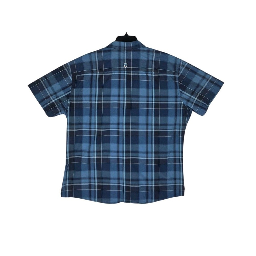 Kuhl Plaid Shirt Mens 2XL Blue Beige Linen Blend Button Down SS Lot 2 - Picture 5 of 16